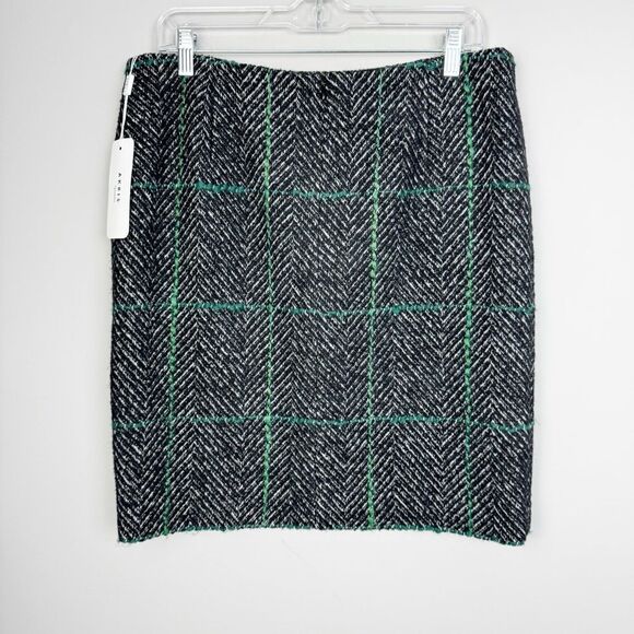 AKRIS PUNTO | NEW Windowpane Check Herringbone Pencil Skirt Women’s Size 10 - Picture 9 of 15